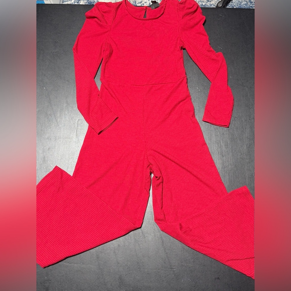 Girls Art Class Red Long Sleeve Jumper With Ruffled Sleeves - Size 6/6X